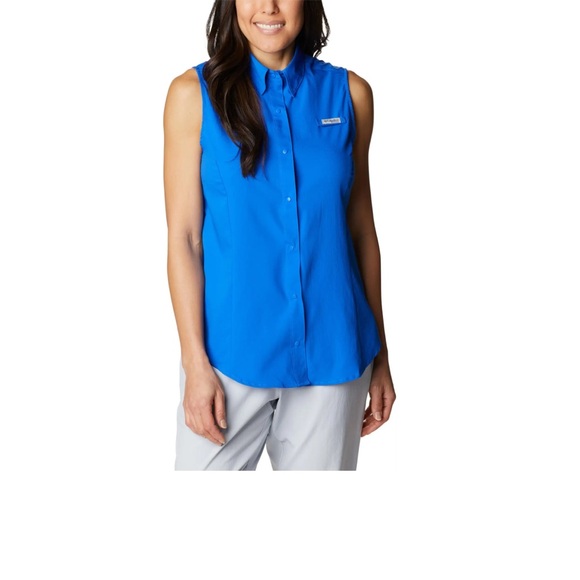 Columbia Tamiami Women's Vibrant Blue Sleeveless Blouse Size M - Picture 1 of 6
